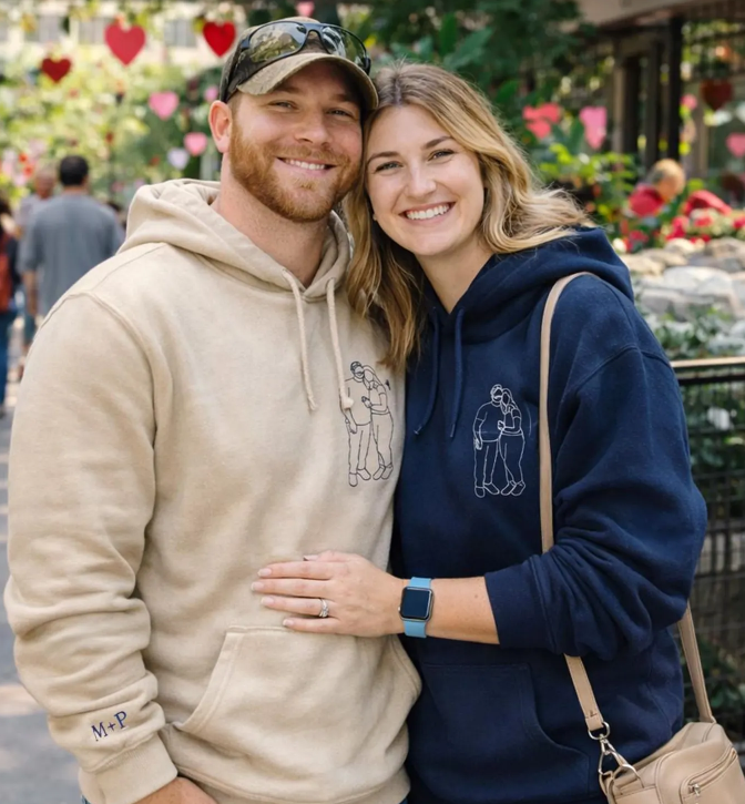 Sudadera Personalizada Parejas Beige y Negro